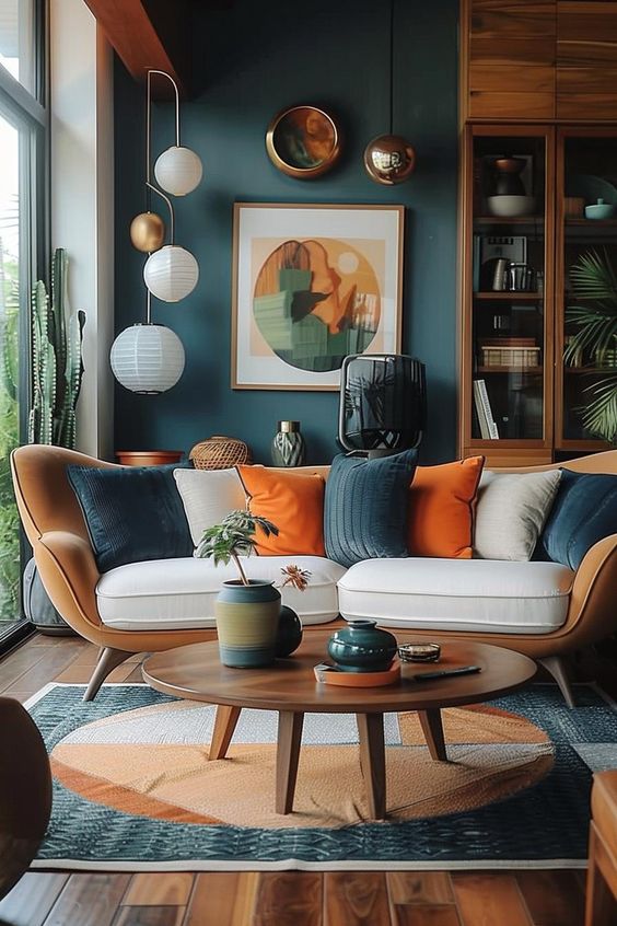 rounded mid century modern interior design