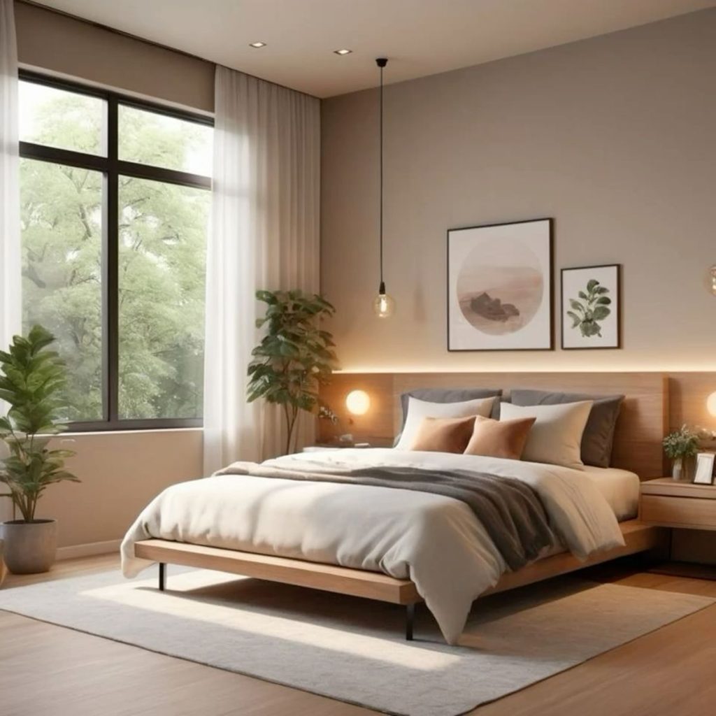 neutral color scandinavian interior design for bedroom
