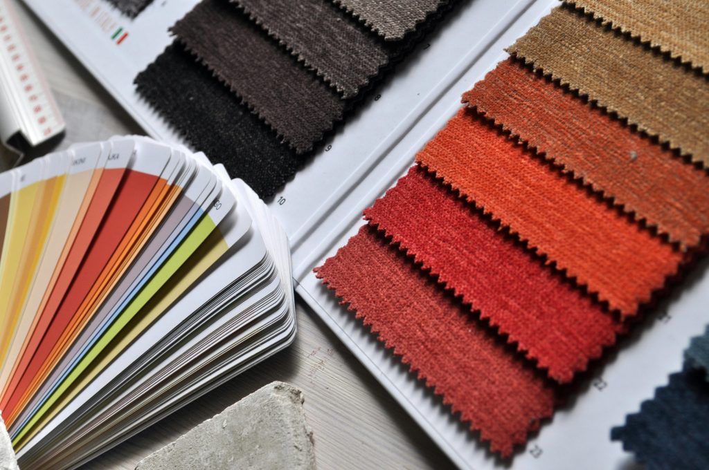 color and texture samples for interior decorator
