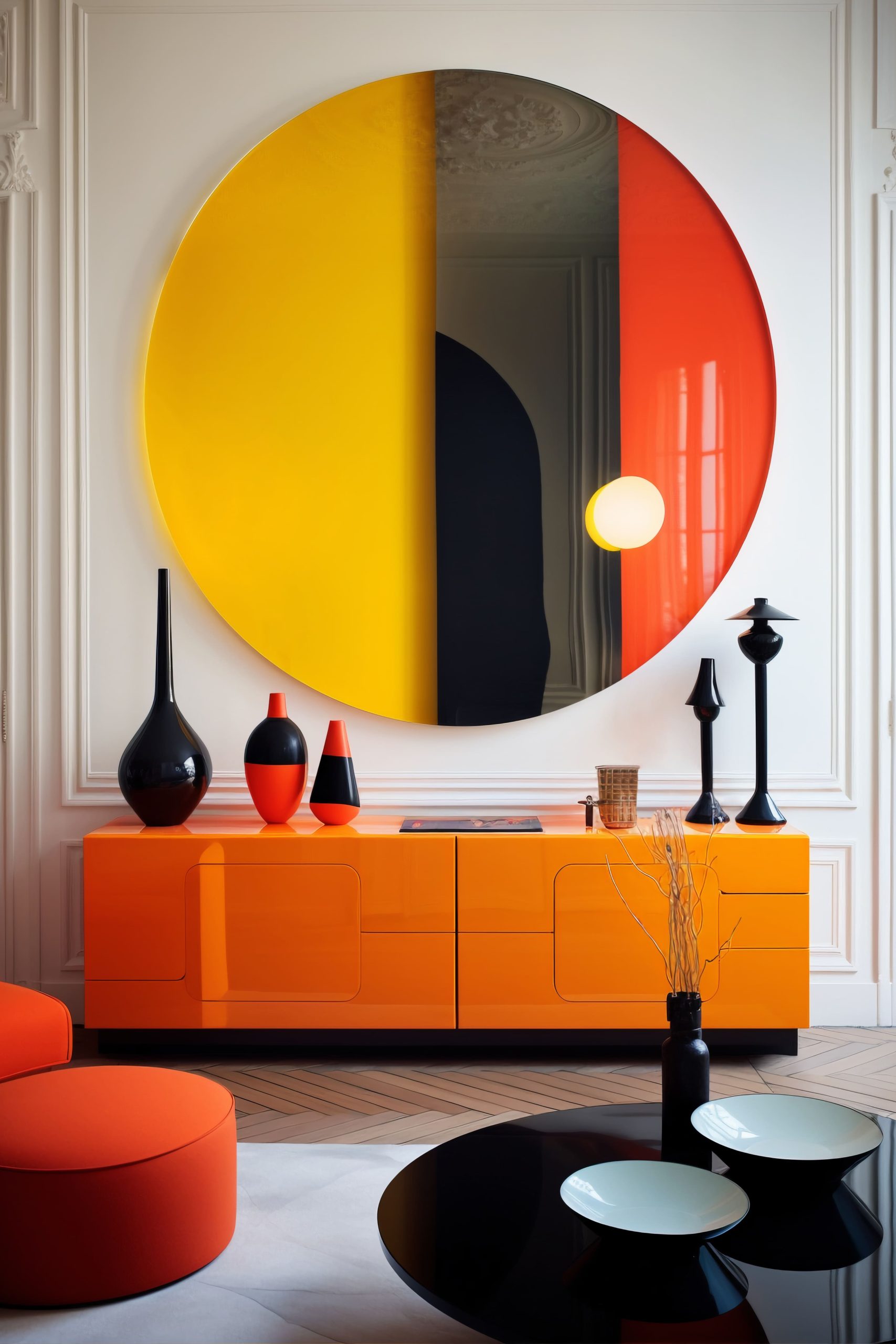 Elegant space showcasing geometric shapes and a balance of form and function